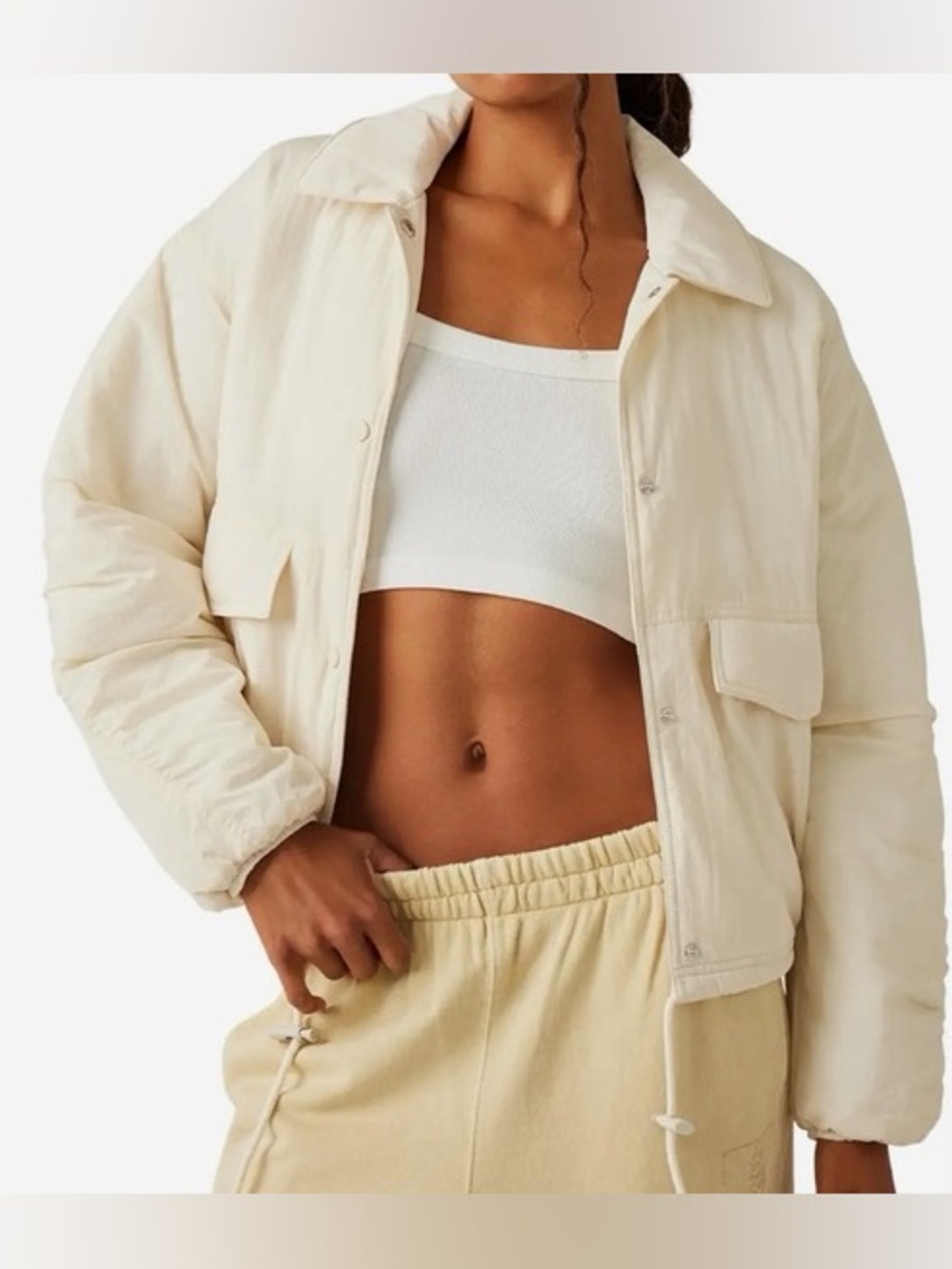 NWT Free People Movement Off The Bleachers Coaches Jacket Cream Size S